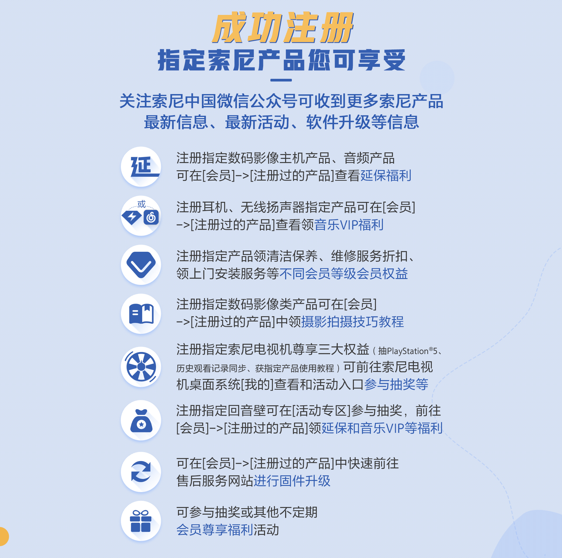購買索尼產(chǎn)品后你注冊了嗎？